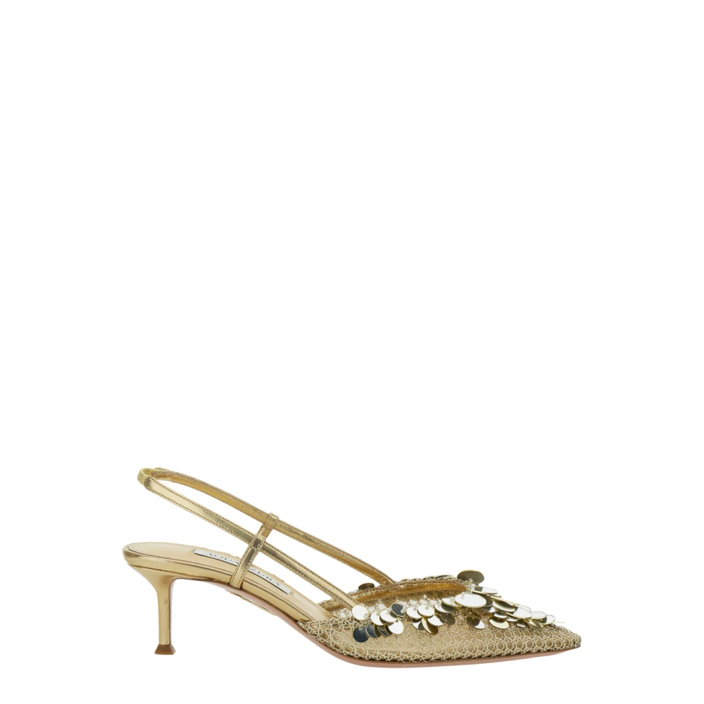 Aquazzura Grijze Metallic Slingback Pumps Pailletten Gray Dames