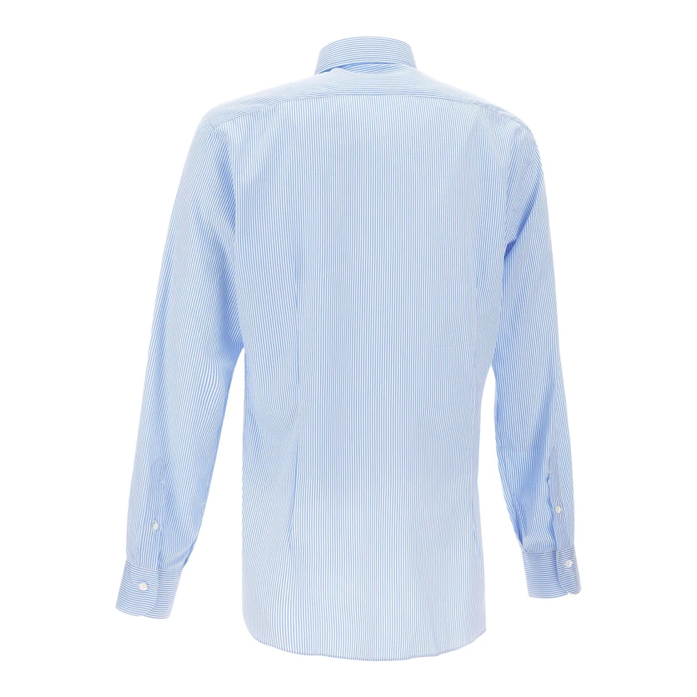 Barba Dandy Life Blauw Gestreept Katoenen Overhemd Blue Heren