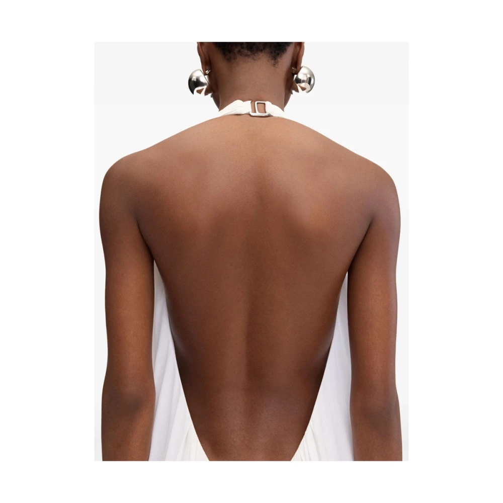 Jacquemus Witte V-hals Open Rug Jurk White Dames