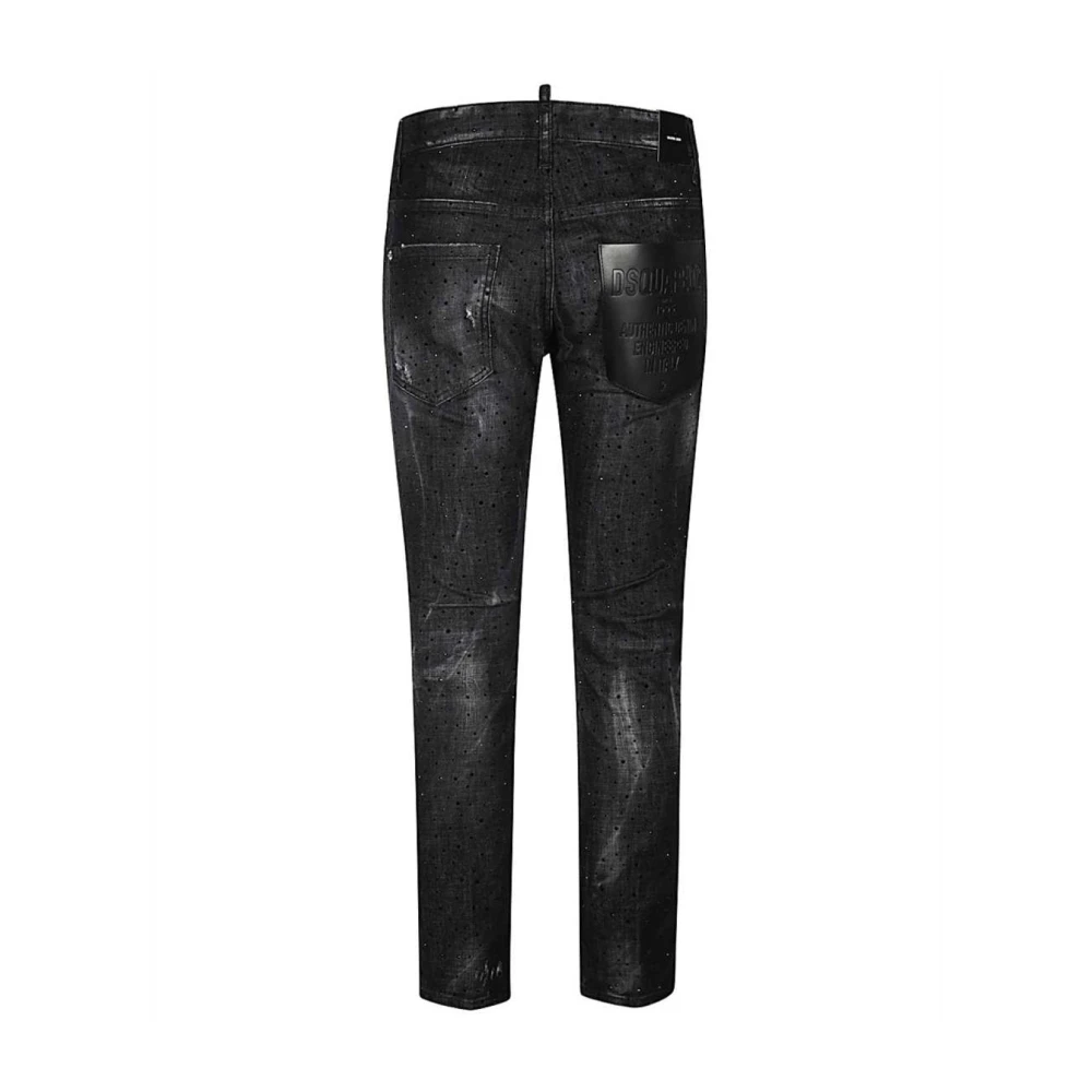 Dsquared2 Zwarte Slim Fit Jeans met Gescheurde Details Black Heren