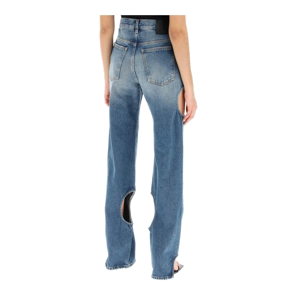 Off White Meteor Cut Out Straight Jeans Blue Dames