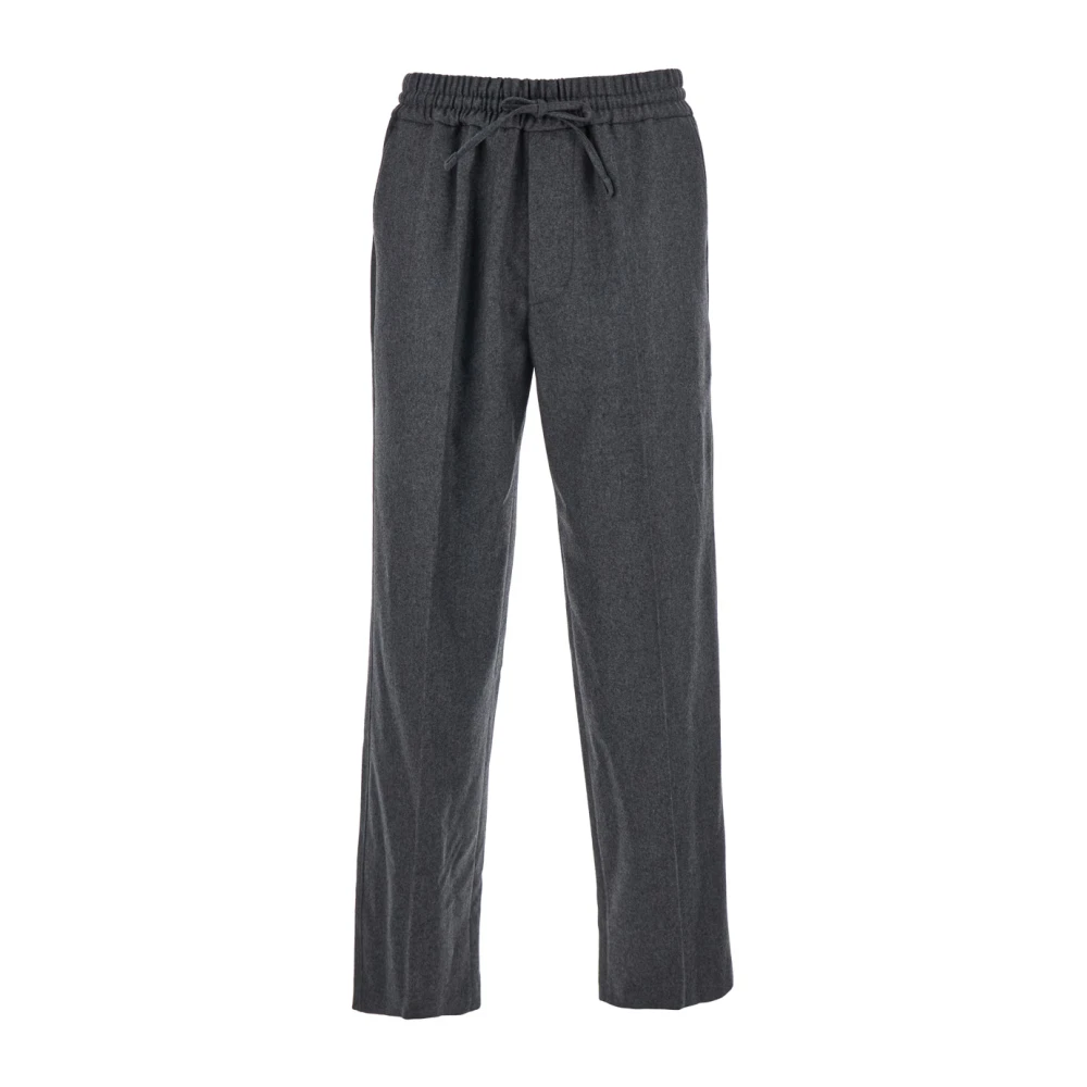 Drole De Monsieur Men's Grey Elasticated Wool Blend Pants