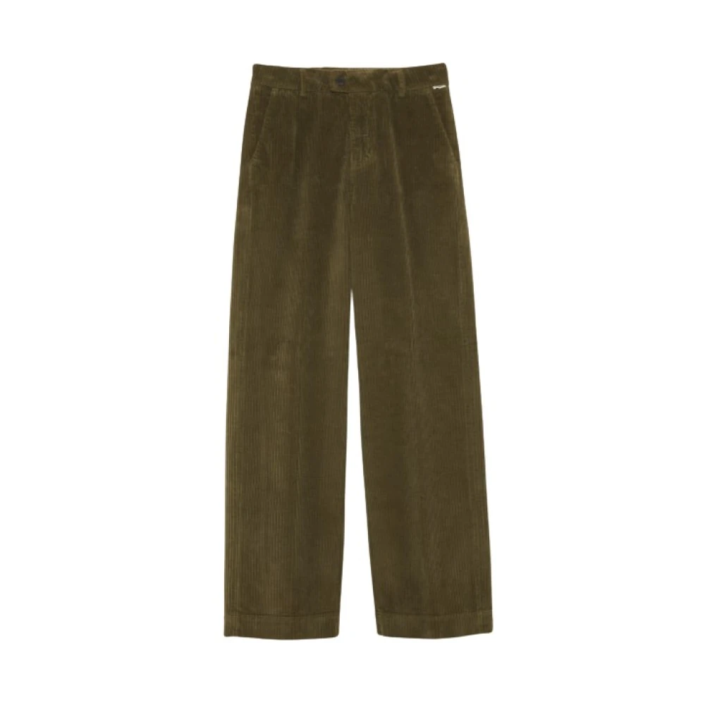 Roy Roger's Flared fluwelen broek Green Dames