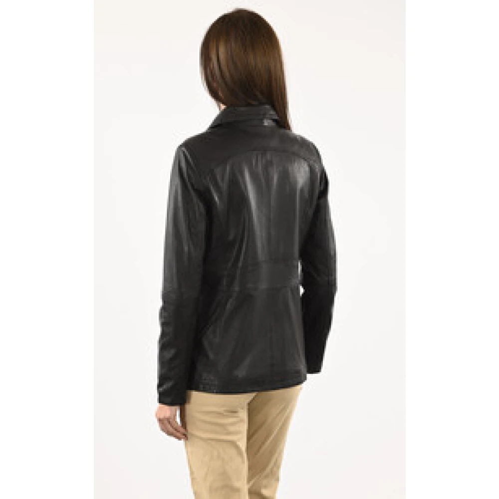 La Canadienne Zwarte Leren Comfort Vest Eco-Vriendelijk Black Dames