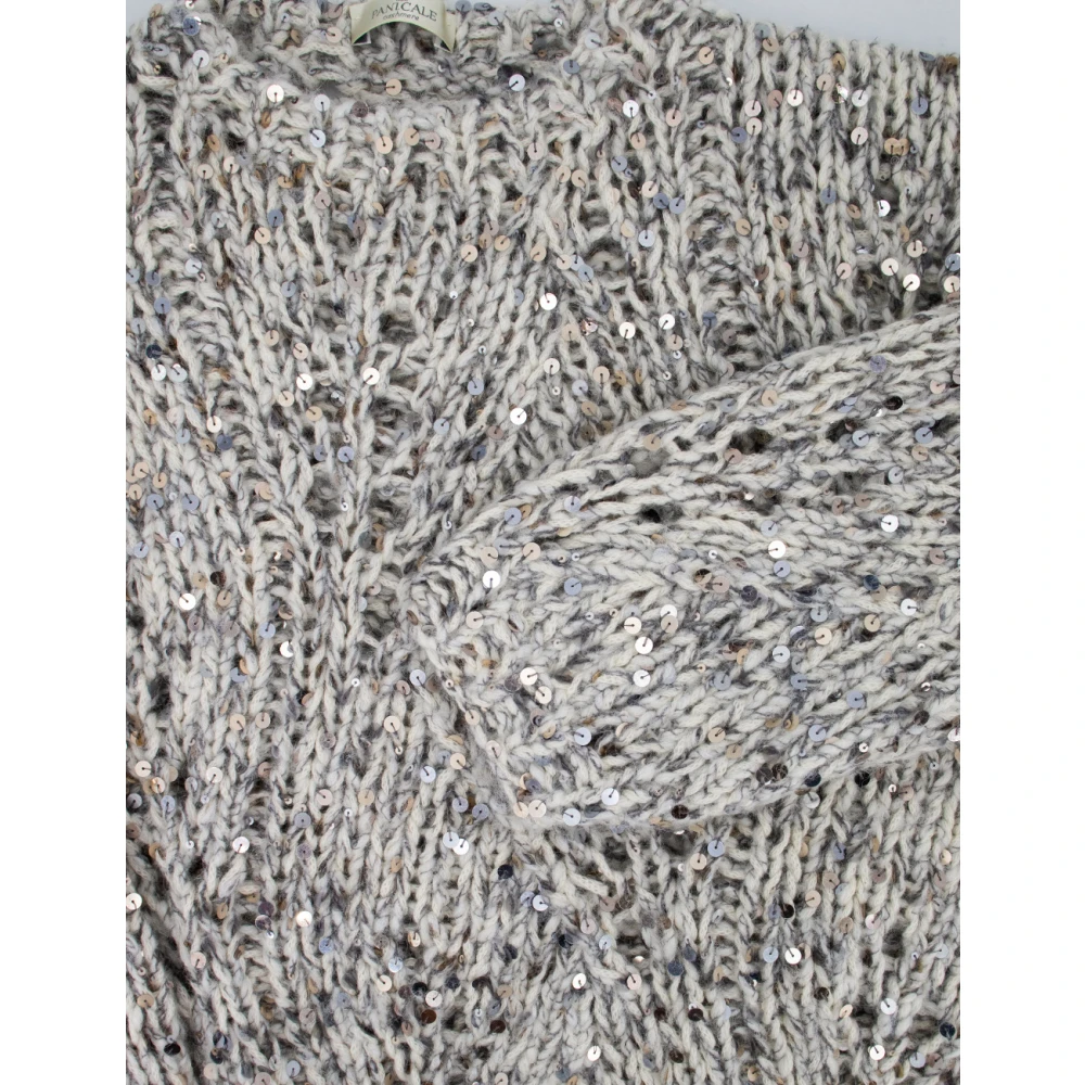 Panicale Geometrische Pailletten Crew-Neck Jumper Gray Dames