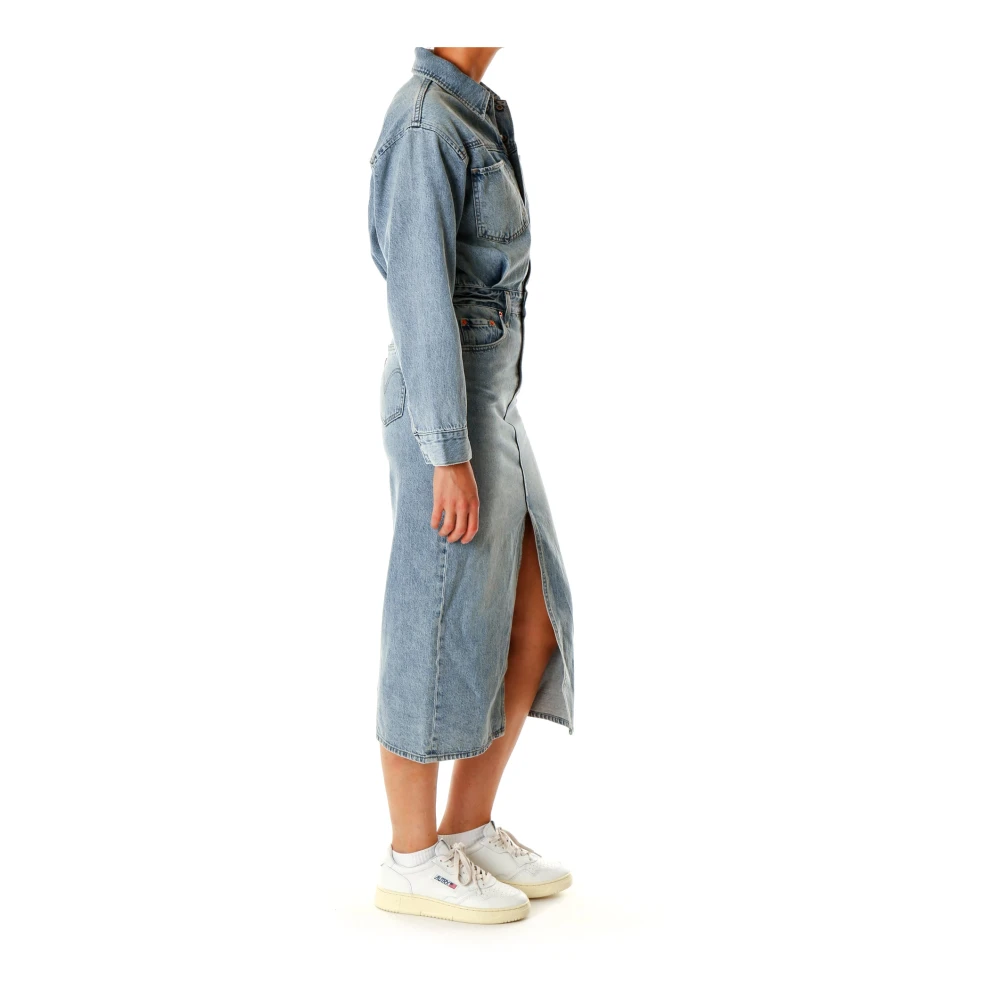 Levi's Denim Midi Overhemdjurk Blue Dames