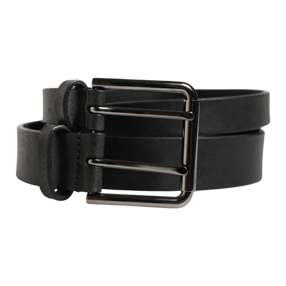 Dolce & Gabbana Women's Silver Double Strap Leather Buckle Belt