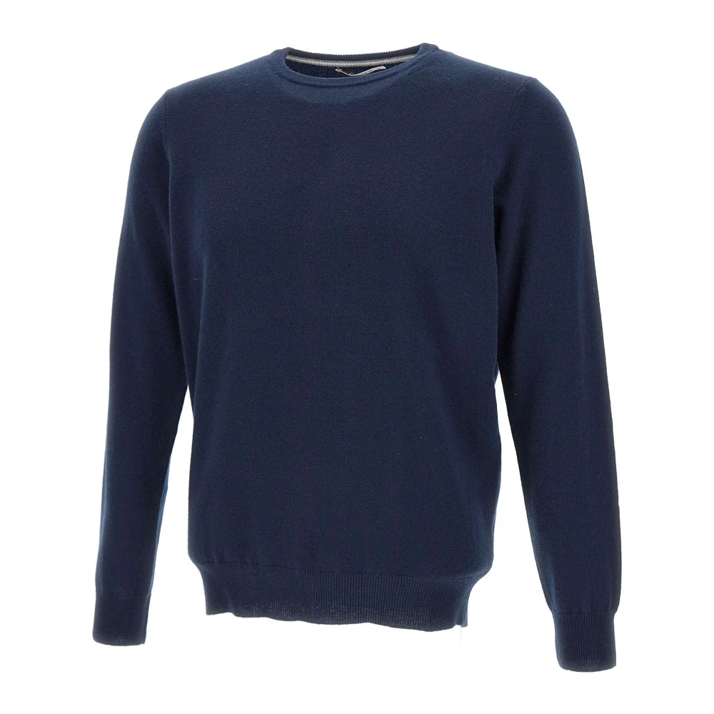Kangra Men's Blue Crew Neck Sweater In Cashmere