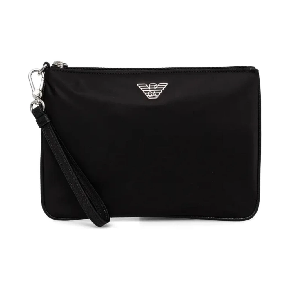 Emporio Armani Zwart Nylon Portemonnee Pouch Black Dames