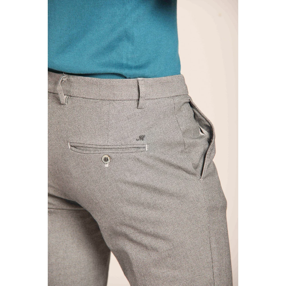 Mason's Slim Fit Grijze Chino Broek Micro Patroon Gray Heren