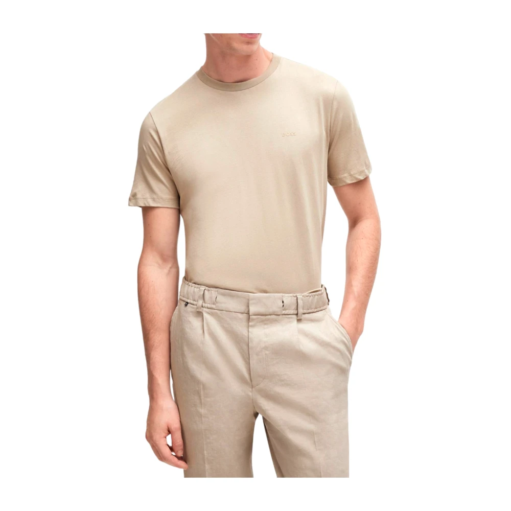 Boss Casual Crew Neck Katoenen T-Shirt Beige Heren