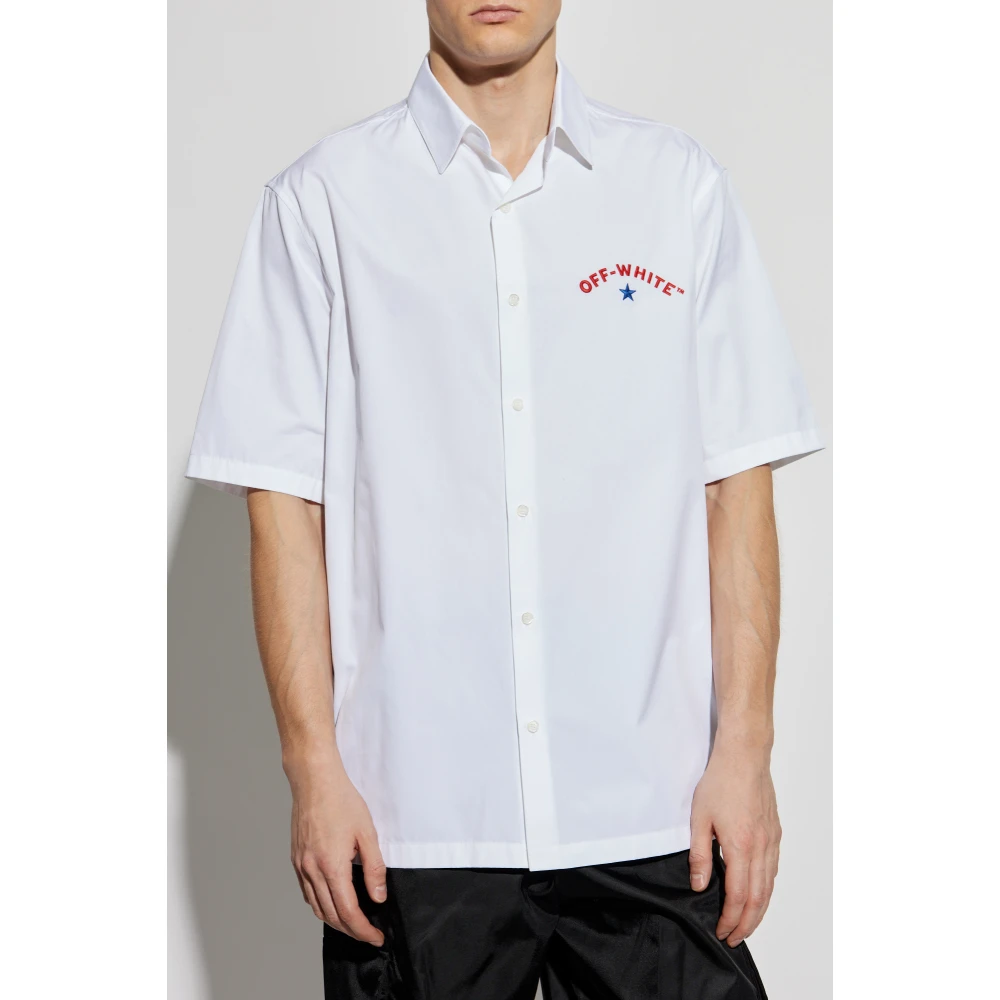 Off White Shirt met logo White Heren
