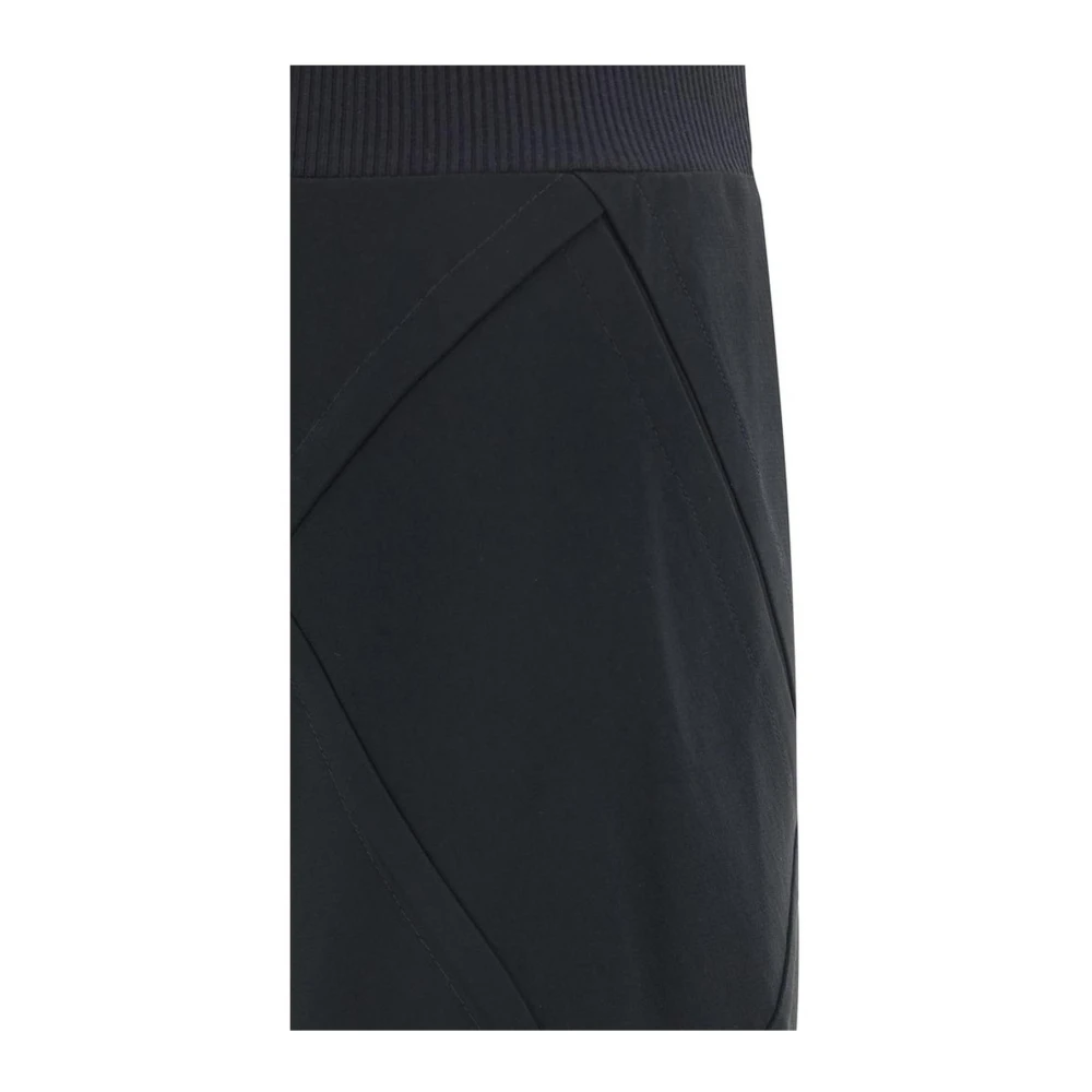 Rick Owens Geribbelde Taille Wijde Pijpen Broek Black Dames