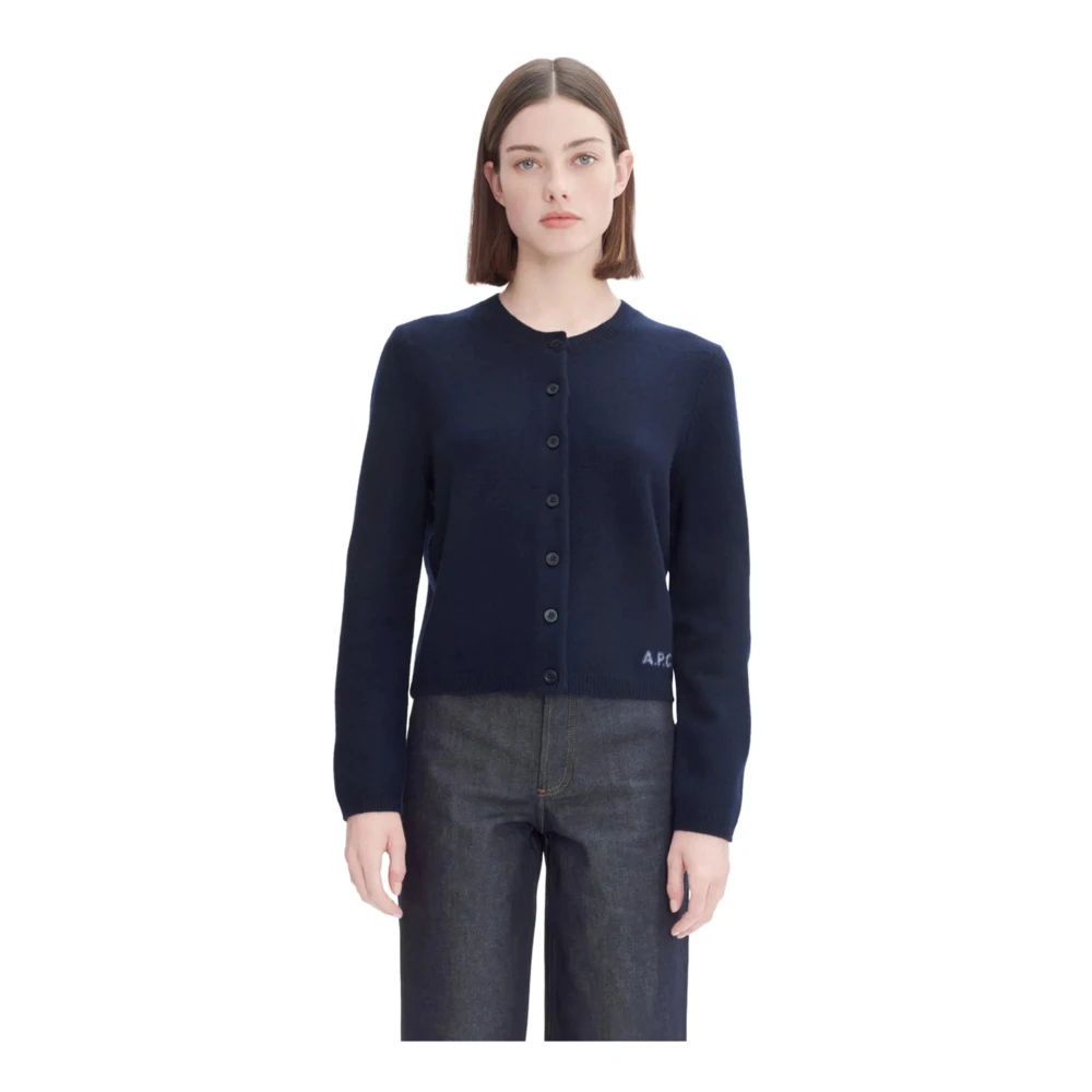 A.p.c. Klassieke Wollen Vest Donkerblauw Blue Dames