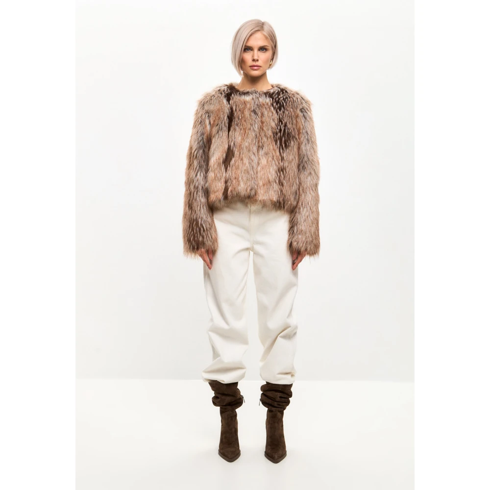 Cesare Gaspari Faux Fur & Shearling Jackets Brown Dames