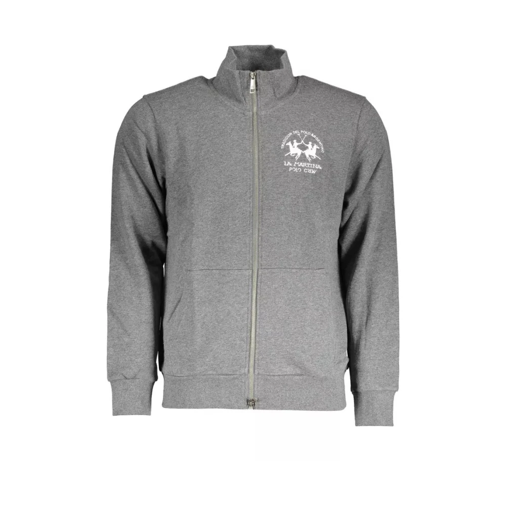 La Martina Men's Gray Zip-Throughs, M, Elegant Zip-Up Jumper With Long Sleeves