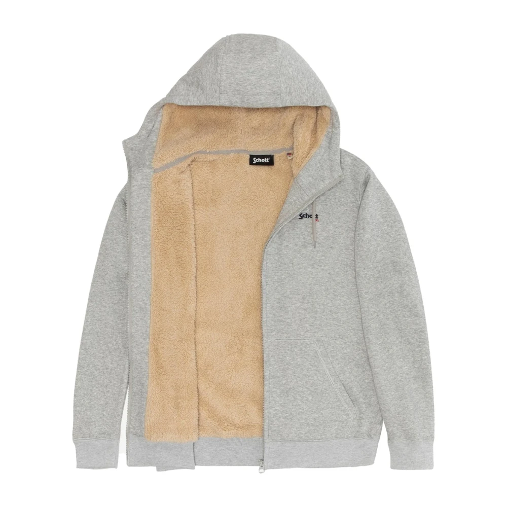 Schott NYC Capuchontrui van katoen Grijs Gray Heren