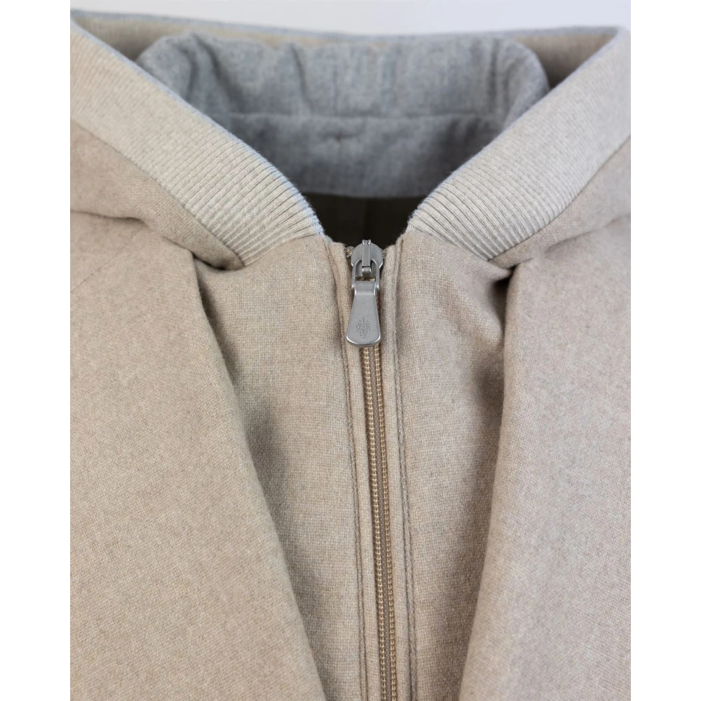 Eleventy Hooded Jacket met volledige rits Beige Heren