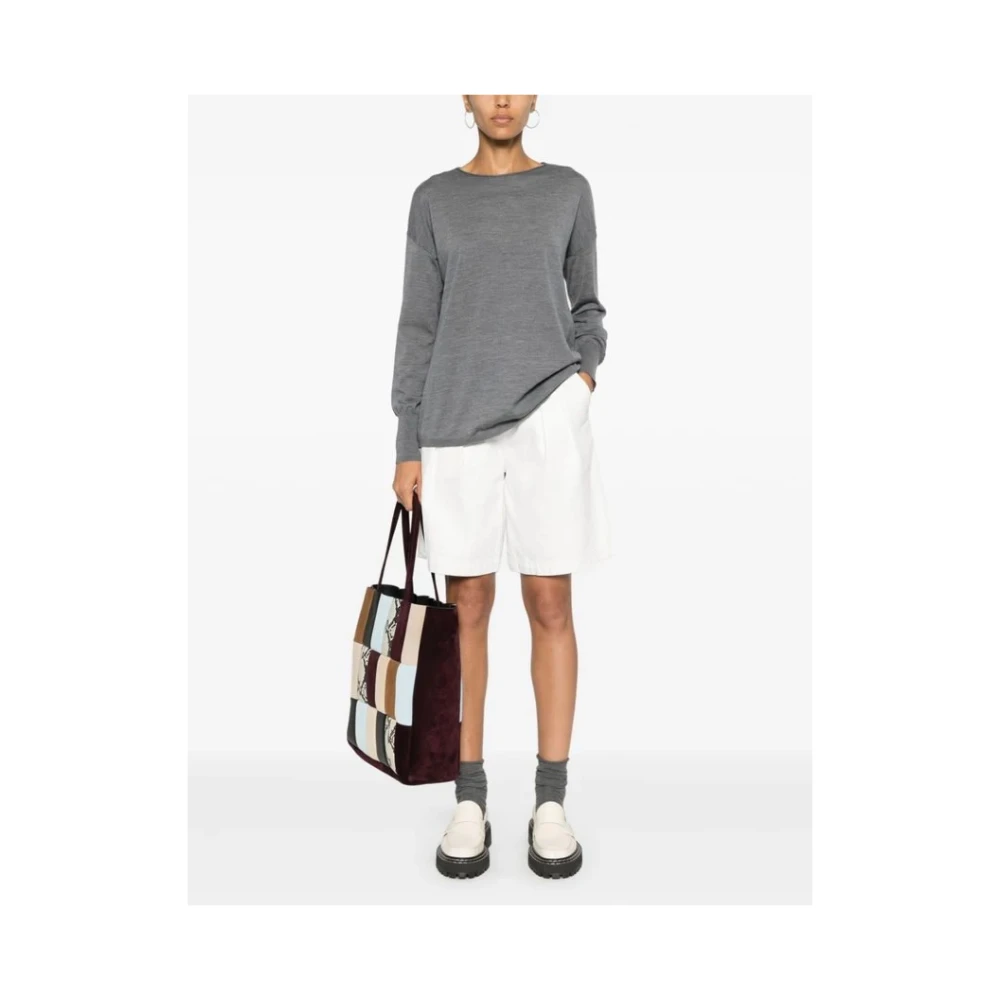 Aspesi Grijze Boothals Merinowol Trui Gray Dames