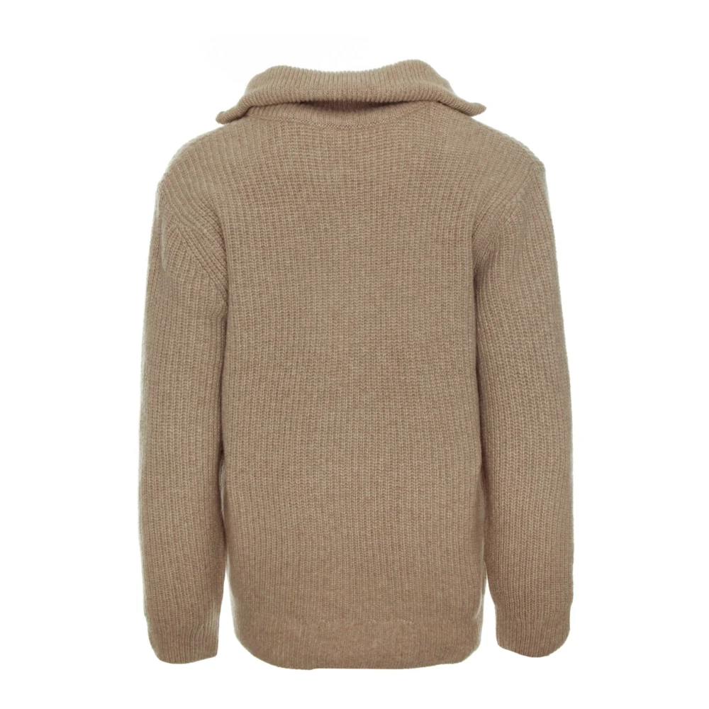 closed Geritste Gebreide Trui Beige Heren