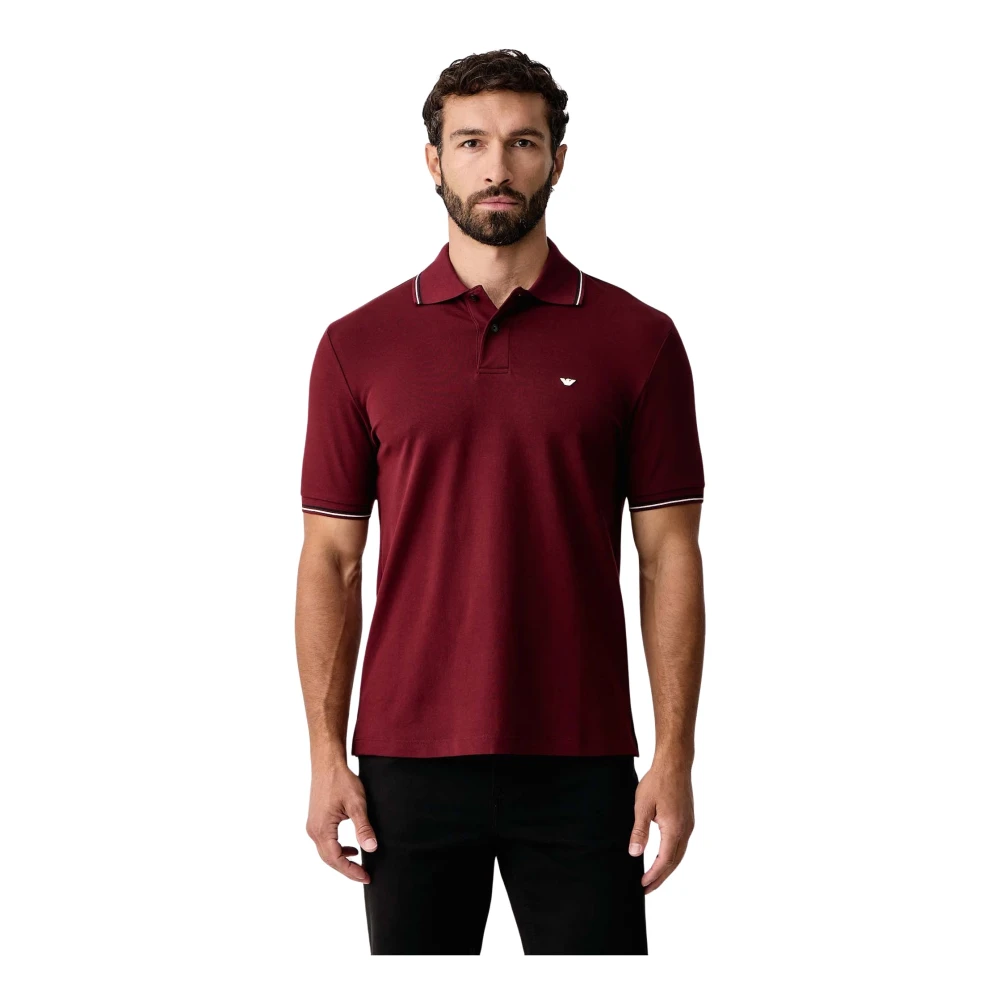 Emporio Armani Uomo Rosso - Polo In Piqué Elasticizzato Slim Fit Con Micro Aquila - Tops - Xl - Immagine 1