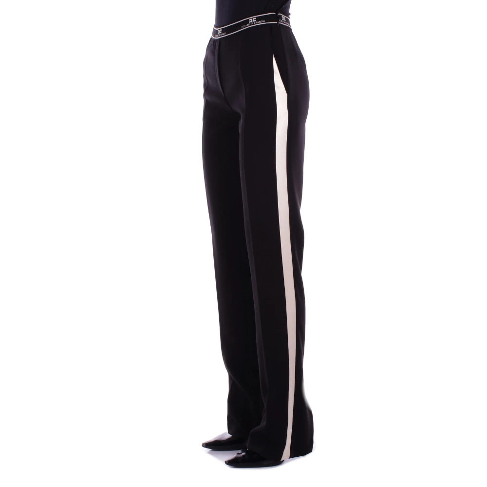 Elisabetta Franchi Zwarte broek met logodetail Black Dames