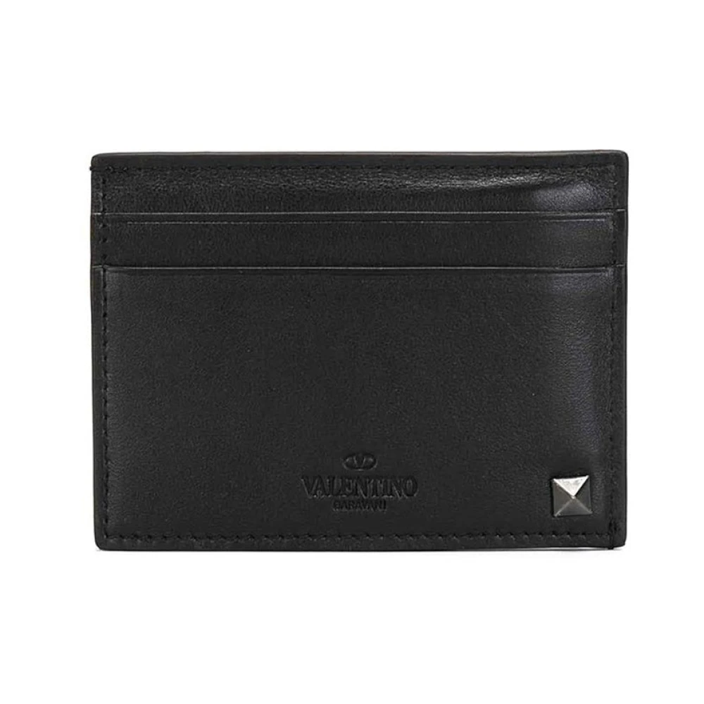 Valentino Garavani Zwarte Portemonnee met Rockstud Versiering Black Heren