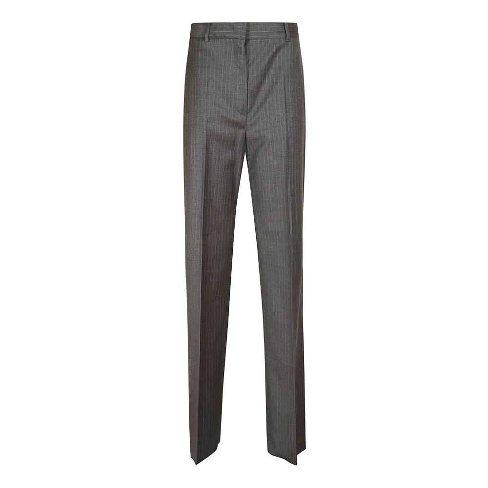 Max Mara Studio Grijze Pinstripe Flanellen Stretchbroek Gray Dames