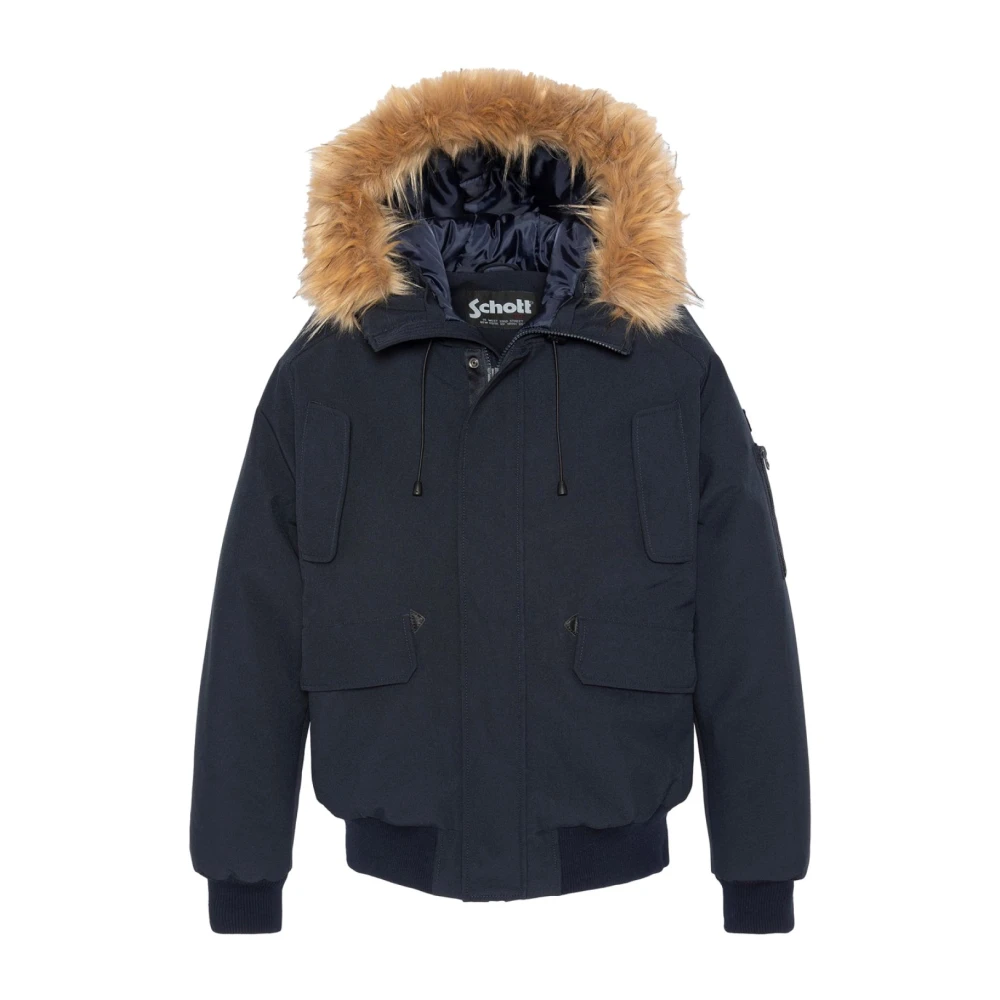 Schott NYC Korte Bont Gevoerde Hoodie Blauw Blue Heren