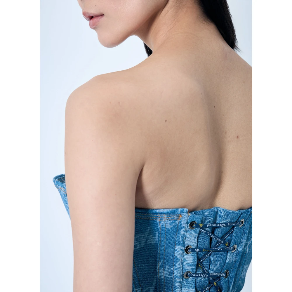 Vivienne Westwood Logo Motif Denim Korset Blue Dames