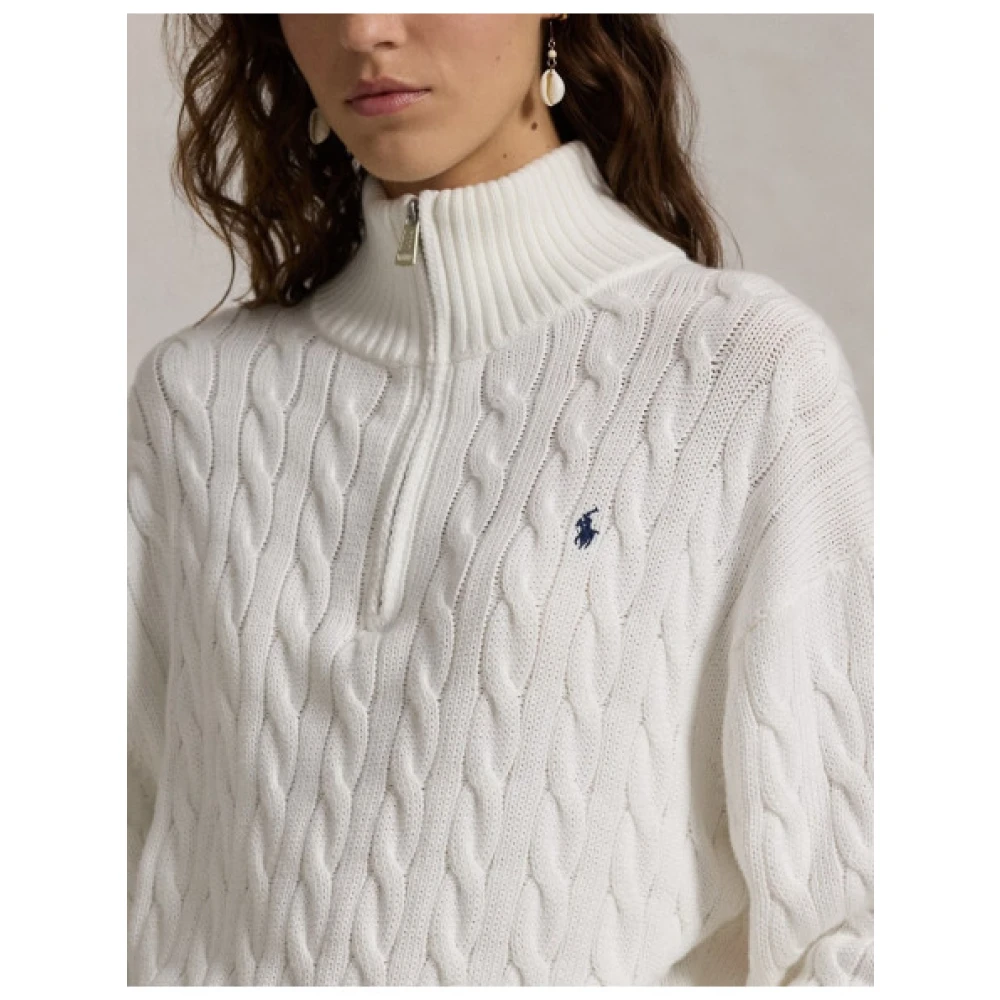 Polo Ralph Lauren Twist Gebreide Half-Zip Trui White Dames