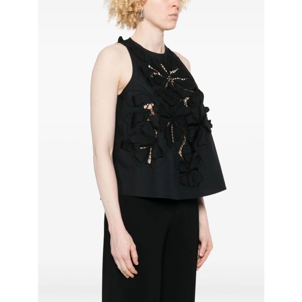 Forte Zwarte Top met Sleutelgatdetail Black Dames