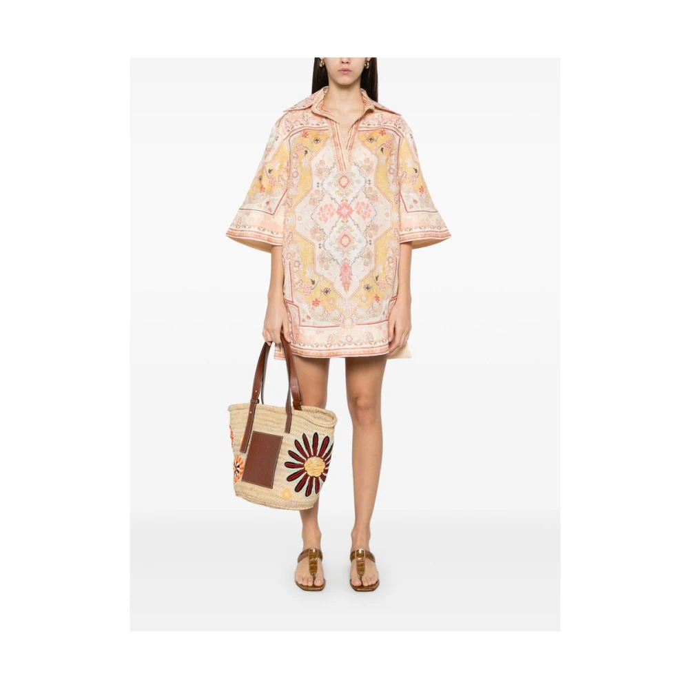Zimmermann Zonnebloemgele Korte Mouw Jurk Multicolor Dames