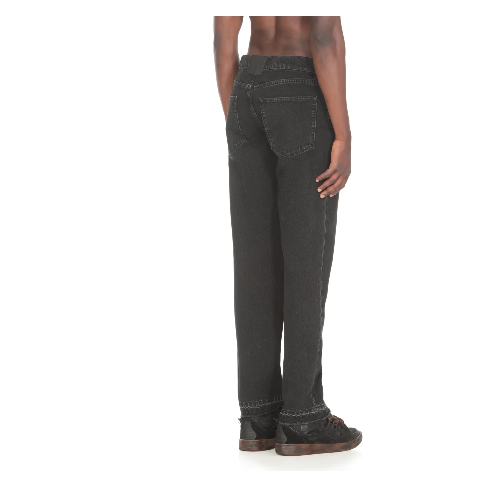 Lanvin Zwarte katoenen jeans met riemlussen Black Heren