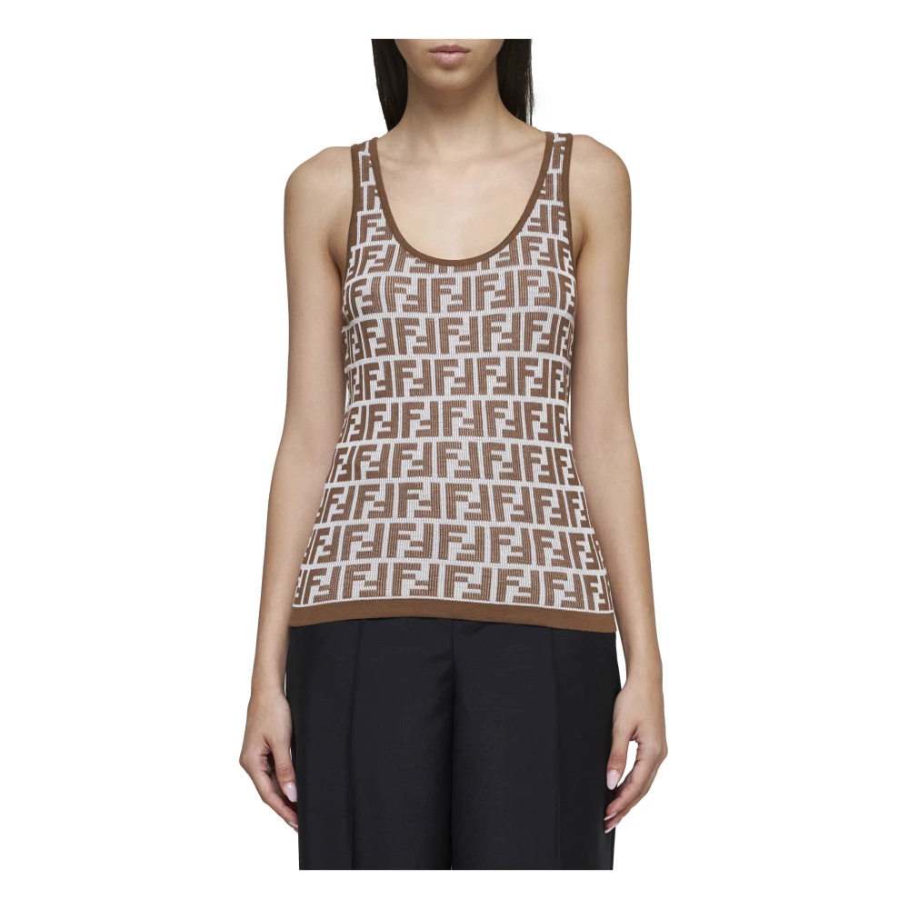 Fendi Stijlvolle T-shirts en Polos Brown Dames