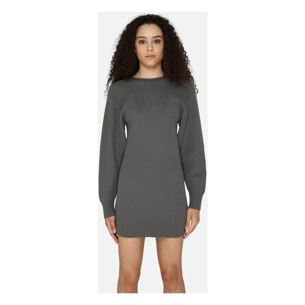 PATRIZIA PEPE Grijze Wol Rib Jurk Gray Dames
