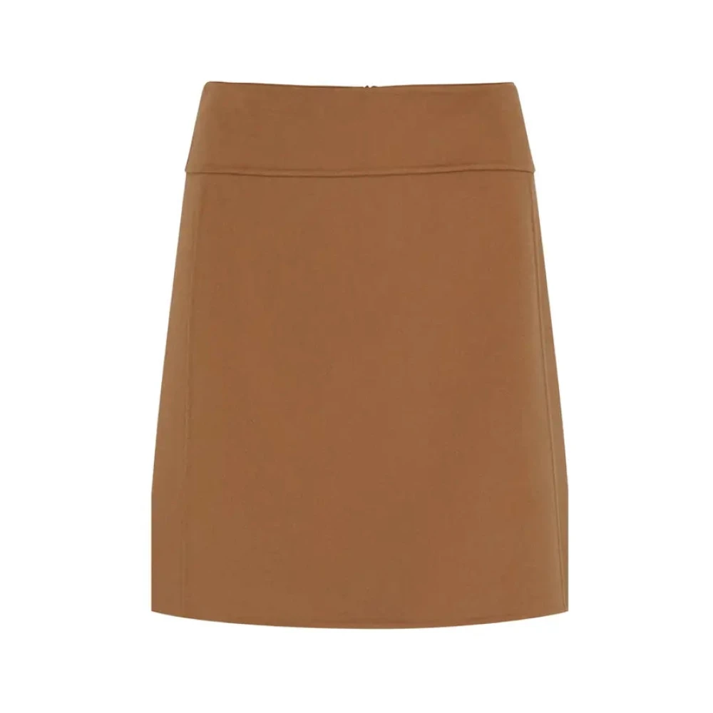 Max Mara Bruine Wollen Rok met Rits Brown Dames