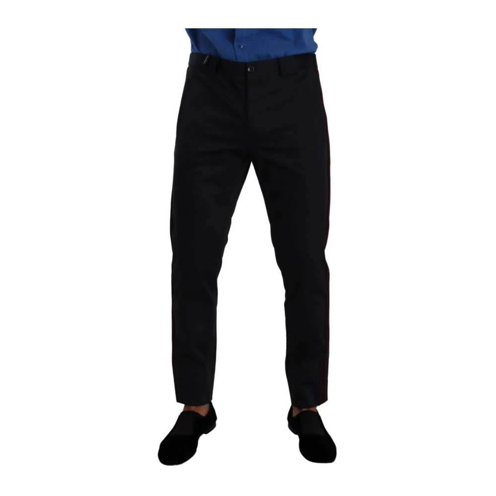 Dolce & Gabbana Men's Blue Chinos, L, Bordeaux Cotton Skinny Chino Trousers