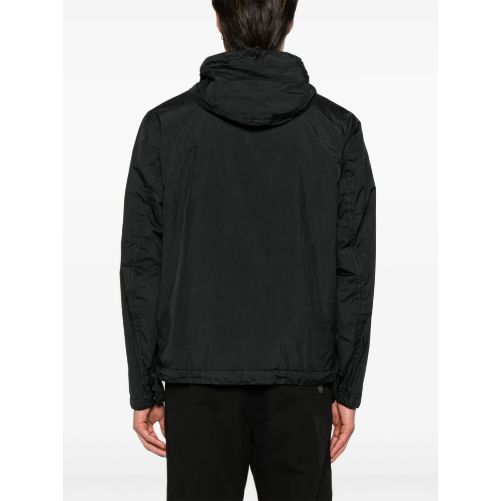 Stone Island Zwarte Windbreaker Jas met Logo Badge Black Heren