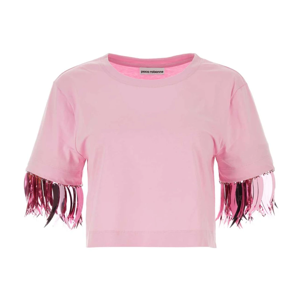 Paco Rabanne Roze Katoenen T-shirt Pink Dames