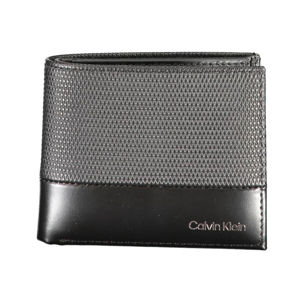 Calvin Klein Zwarte leren portemonnee met RFID-blokkering Black Heren