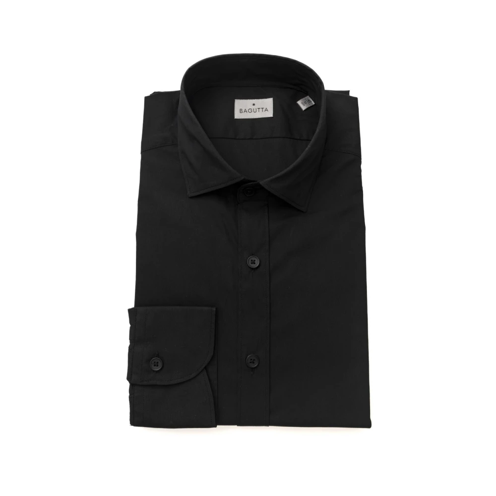 Bagutta Slim Fit French Collar Shirt Berlin Black Heren
