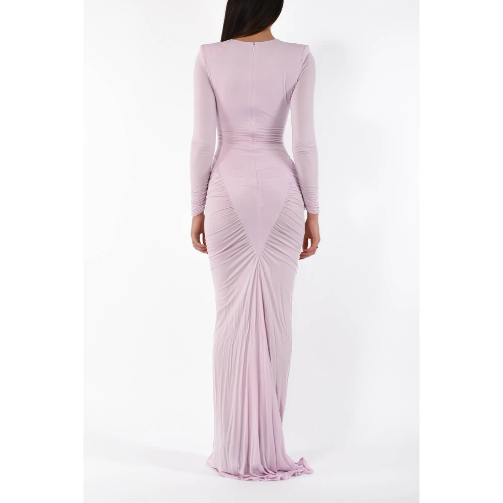 Elisabetta Franchi Lange Jersey Cupro Jurk met Cut-Out Pink Dames