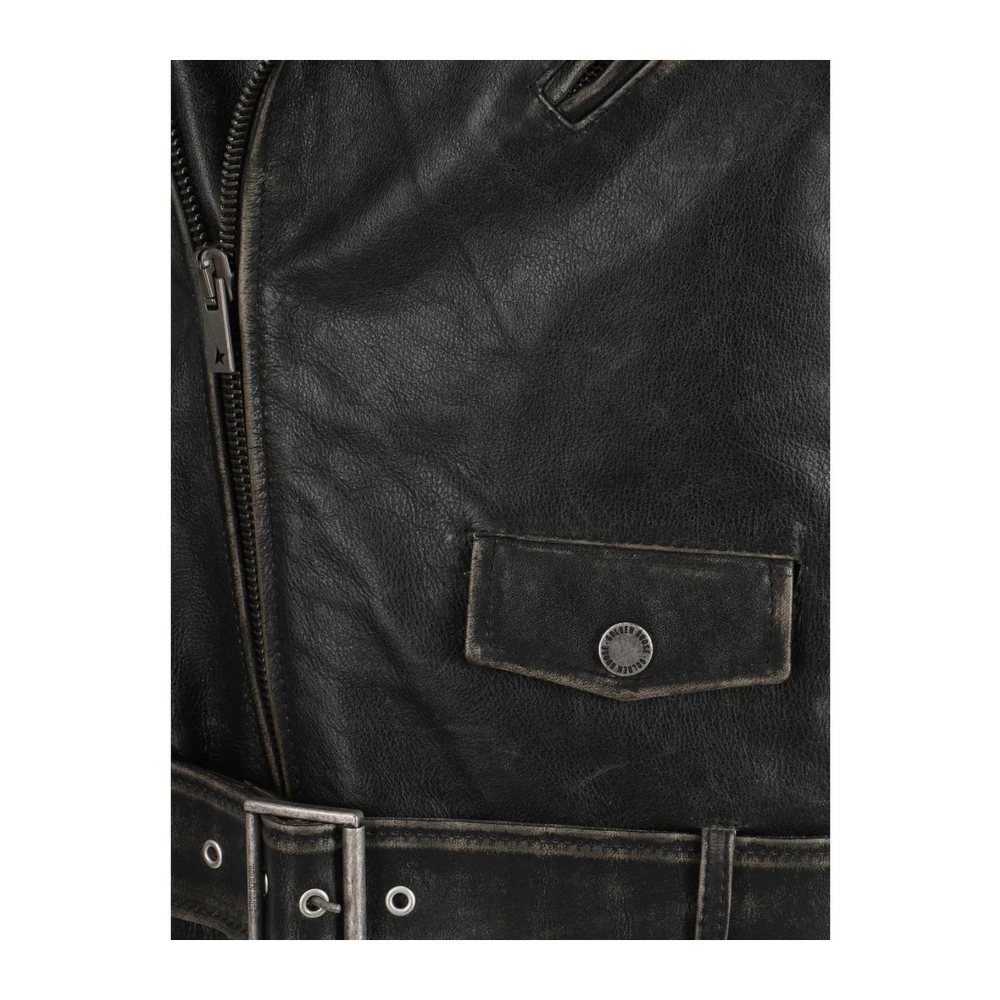 Golden Goose Vintage Leren Bikerjack Black Heren