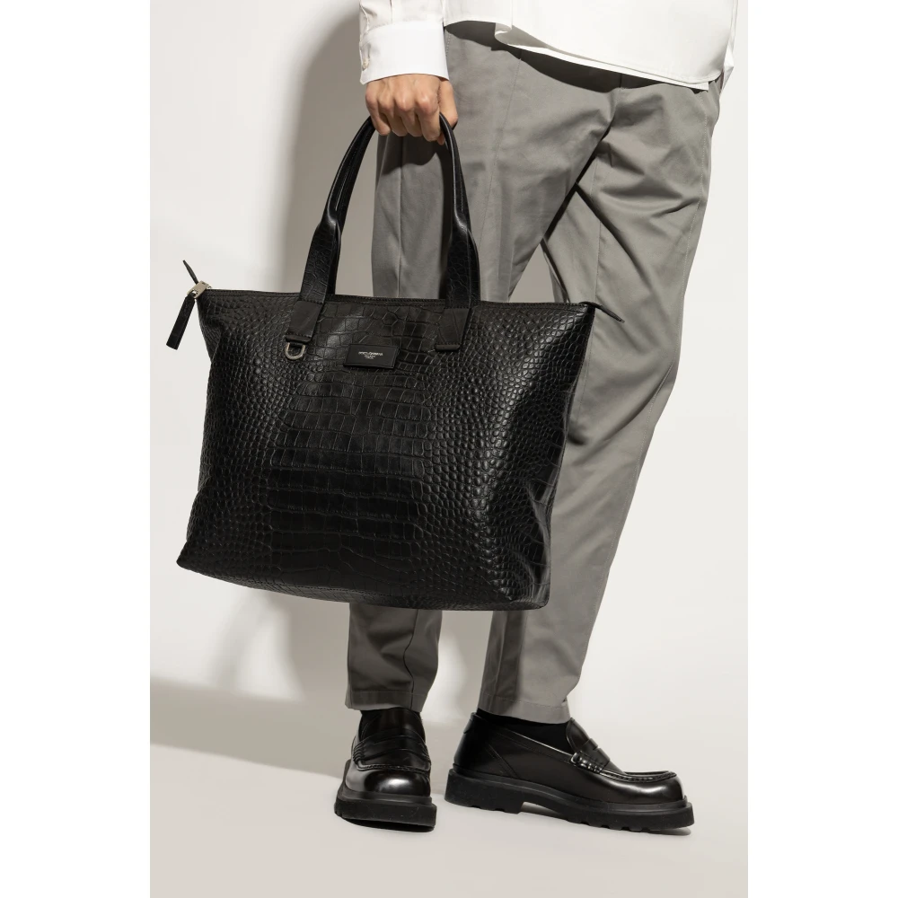 Dolce & Gabbana Leren shopper tas Black Heren