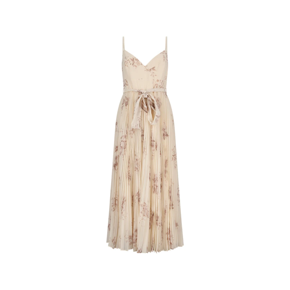 Zimmermann Women's Beige Maxi Dresses, Xs, Sunray Pleated Picnic Dress