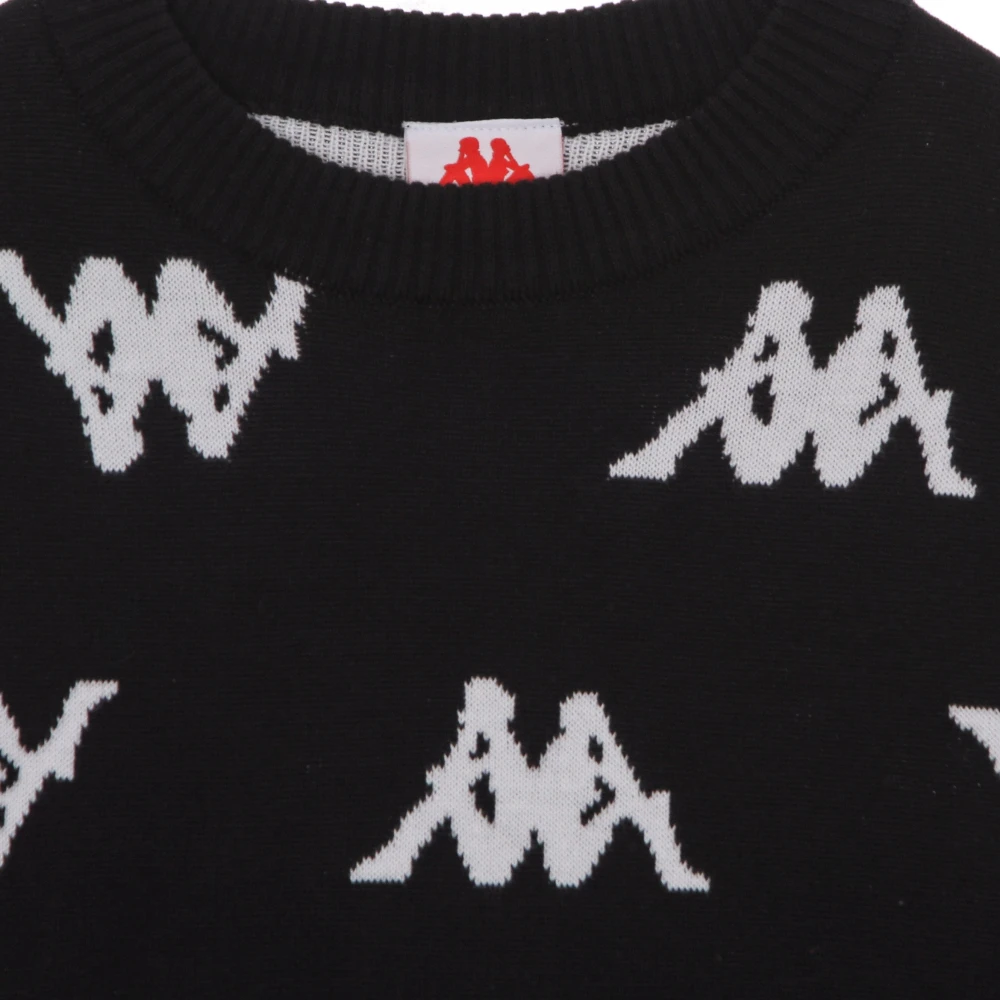 Kappa Klassieke Heren Crewneck Sweater Zwart Wit Black Heren