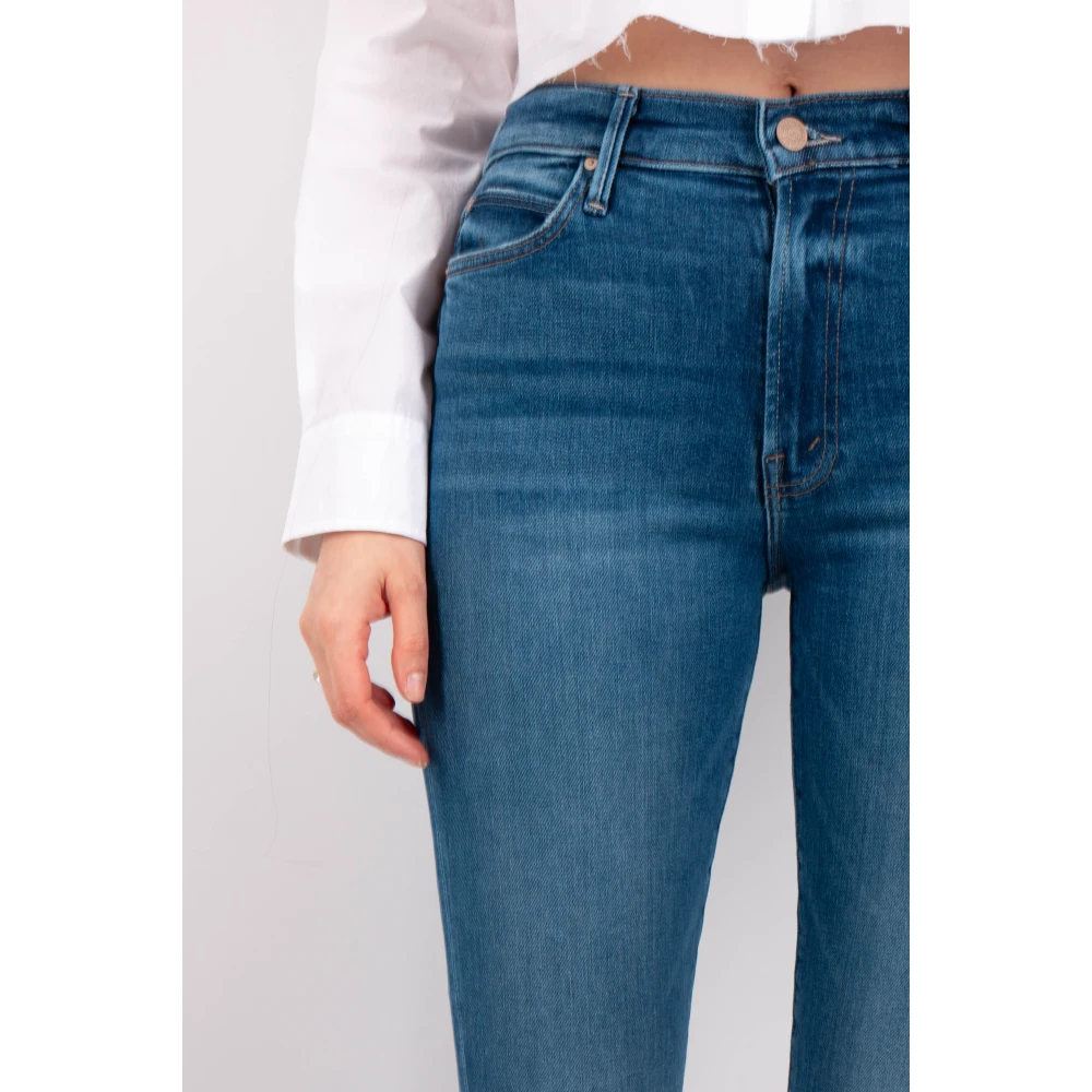 Mother Rascal Ankle Fray Jeans Blue Dames