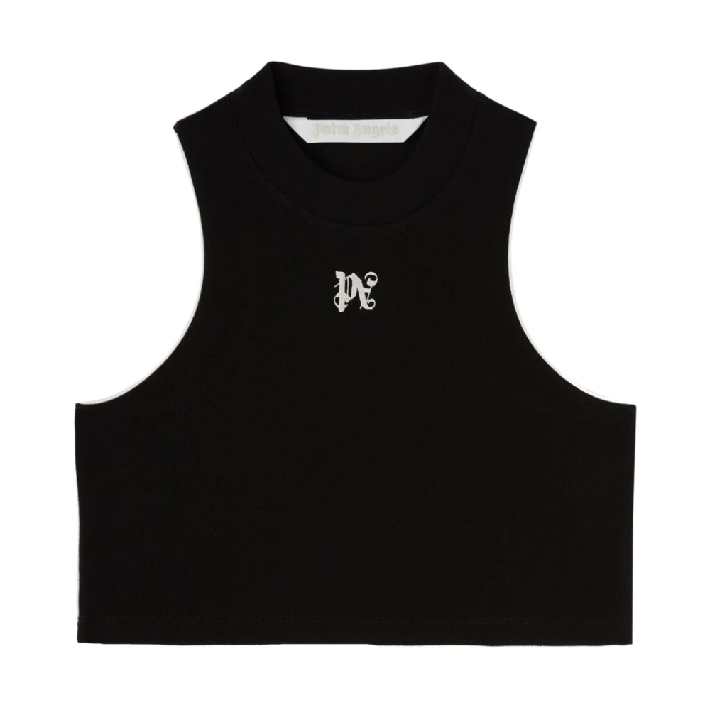 Palm Angels Geborduurd Logo Mouwloze Top Black Dames