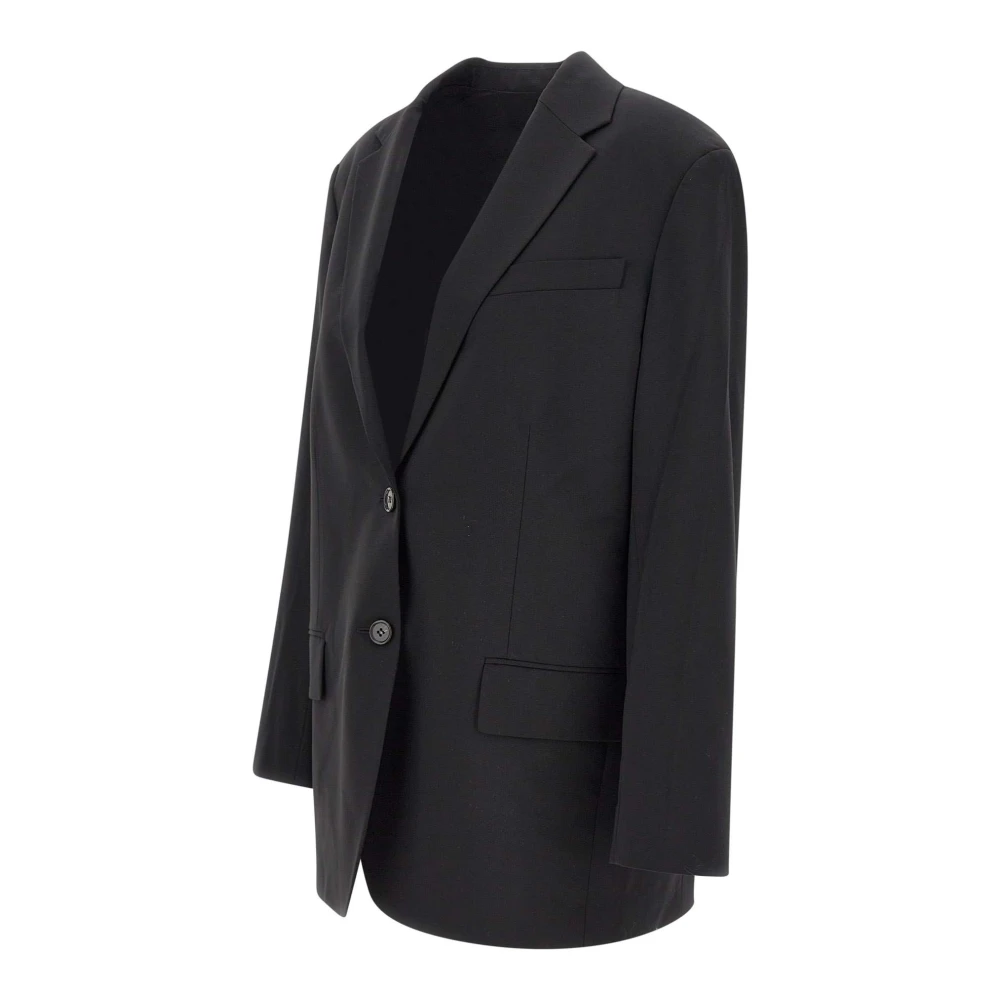Theory Zwarte Wollen Blazer Peak Revers Black Dames